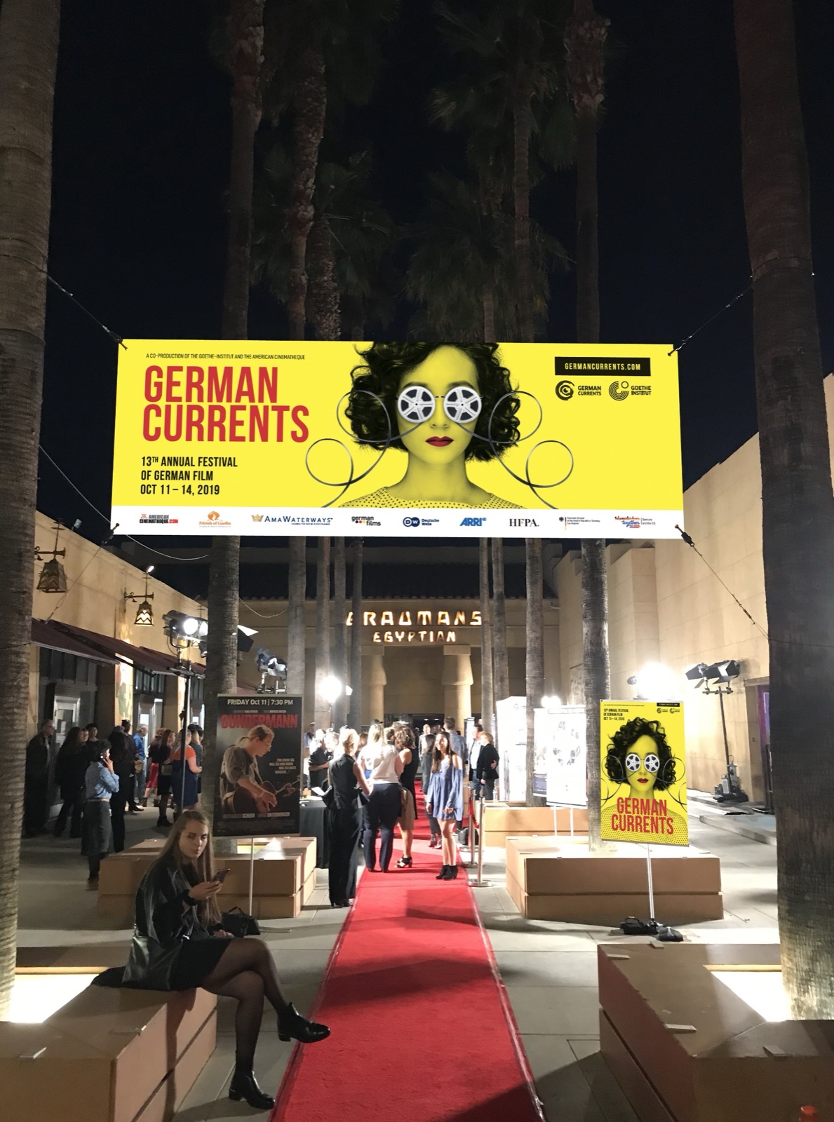 German Currents venue signage above the red carpet on opening night