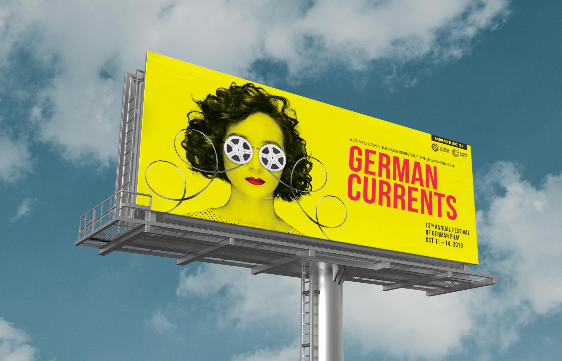 German Currents festival key art on an outdoor billboard
